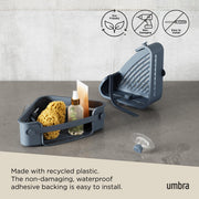 UMBRA - Flex Adhesive Corner Bin | Adhesive Corner Storage for Bathroom & Kitchen Home & Kitchen Slate Blue