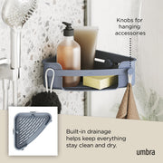 UMBRA - Flex Adhesive Corner Bin | Adhesive Corner Storage for Bathroom & Kitchen Home & Kitchen Slate Blue