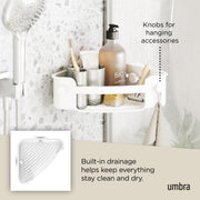 UMBRA - Flex Adhesive Corner Bin | Adhesive Corner Storage for Bathroom & Kitchen Home & Kitchen White
