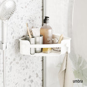 UMBRA - Flex Adhesive Corner Bin | Adhesive Corner Storage for Bathroom & Kitchen Home & Kitchen White