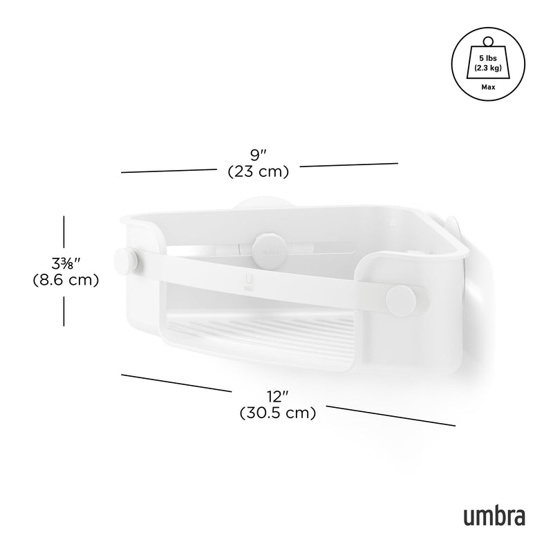 UMBRA - Flex Adhesive Corner Bin | Adhesive Corner Storage for Bathroom & Kitchen Home & Kitchen White