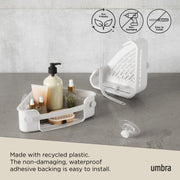 UMBRA - Flex Adhesive Corner Bin | Adhesive Corner Storage for Bathroom & Kitchen Home & Kitchen White
