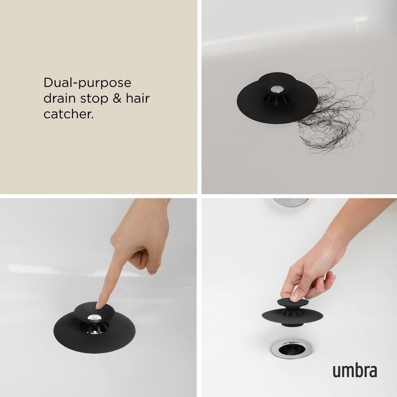 UMBRA - Flex Drain Plug & Hair Catcher | Silicone Strainer Home & Kitchen Black