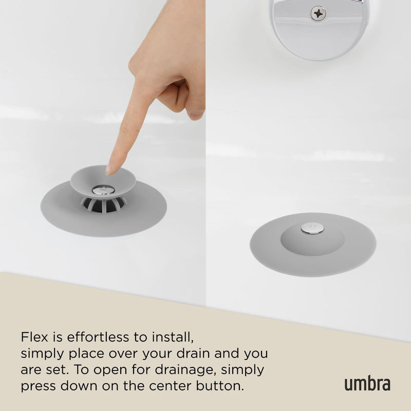 UMBRA - Flex Drain Plug & Hair Catcher | Silicone Strainer Home & Kitchen Grey