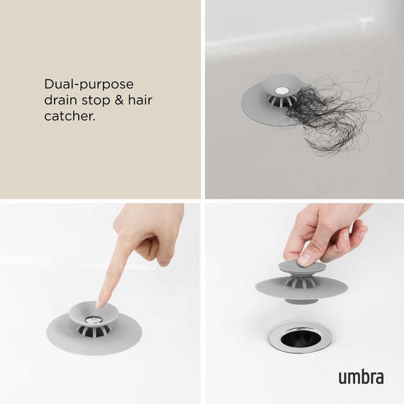 UMBRA - Flex Drain Plug & Hair Catcher | Silicone Strainer Home & Kitchen Grey