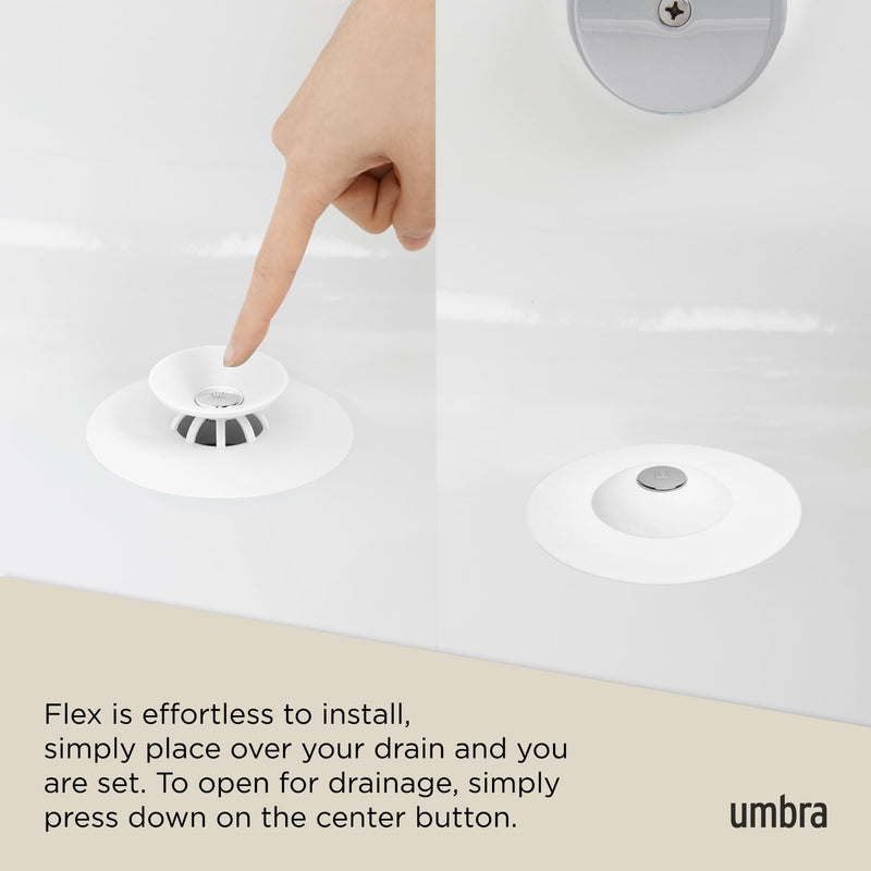 UMBRA - Flex Drain Plug & Hair Catcher | Silicone Strainer Home & Kitchen White