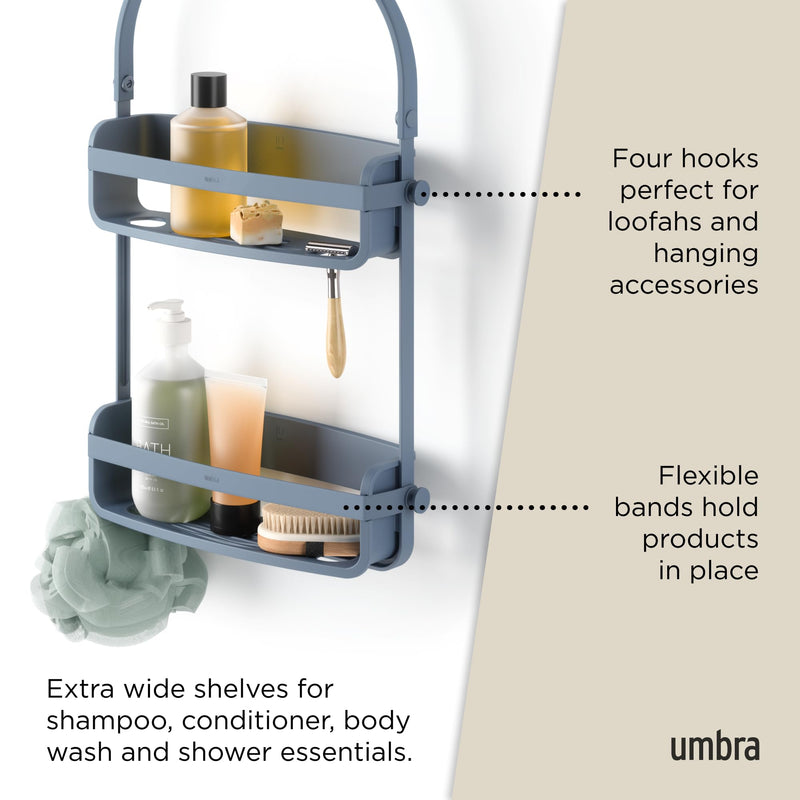 UMBRA - Flex Shower Caddy | Adjustable Hanging Bathroom Organizer & Storage Shelf Home & Kitchen Slate Blue