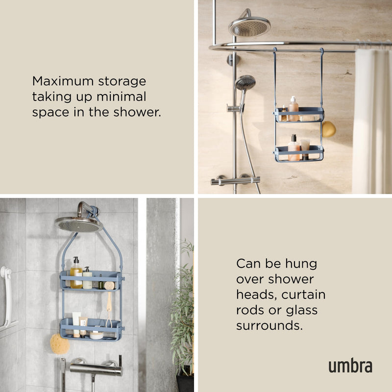 UMBRA - Flex Shower Caddy | Adjustable Hanging Bathroom Organizer & Storage Shelf Home & Kitchen Slate Blue