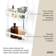 UMBRA - Flex Shower Caddy | Adjustable Hanging Bathroom Organizer & Storage Shelf Home & Kitchen White