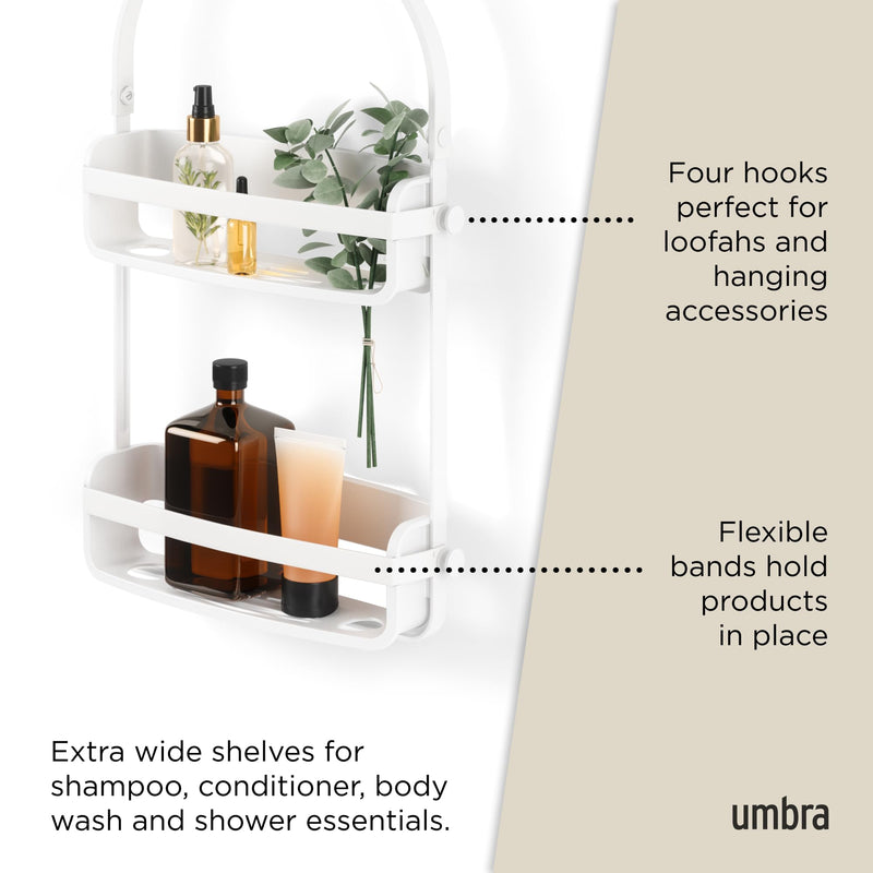 UMBRA - Flex Shower Caddy | Adjustable Hanging Bathroom Organizer & Storage Shelf Home & Kitchen White