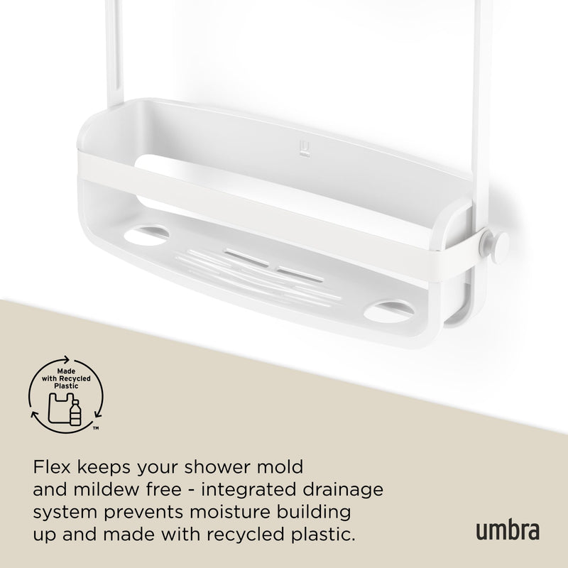 UMBRA - Flex Shower Caddy | Adjustable Hanging Bathroom Organizer & Storage Shelf Home & Kitchen White