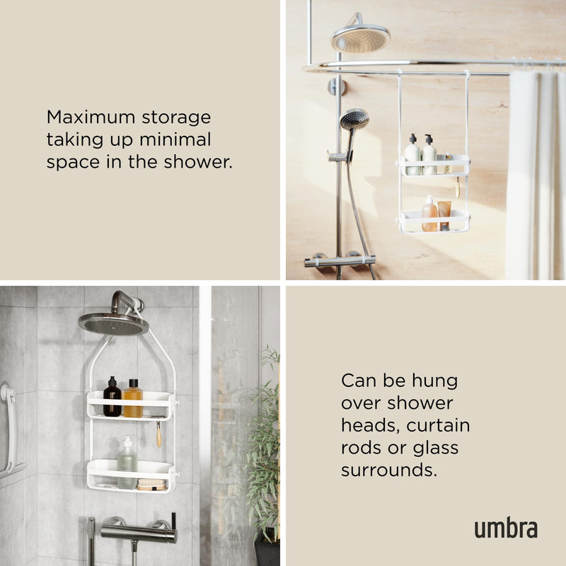 UMBRA - Flex Shower Caddy | Adjustable Hanging Bathroom Organizer & Storage Shelf Home & Kitchen White