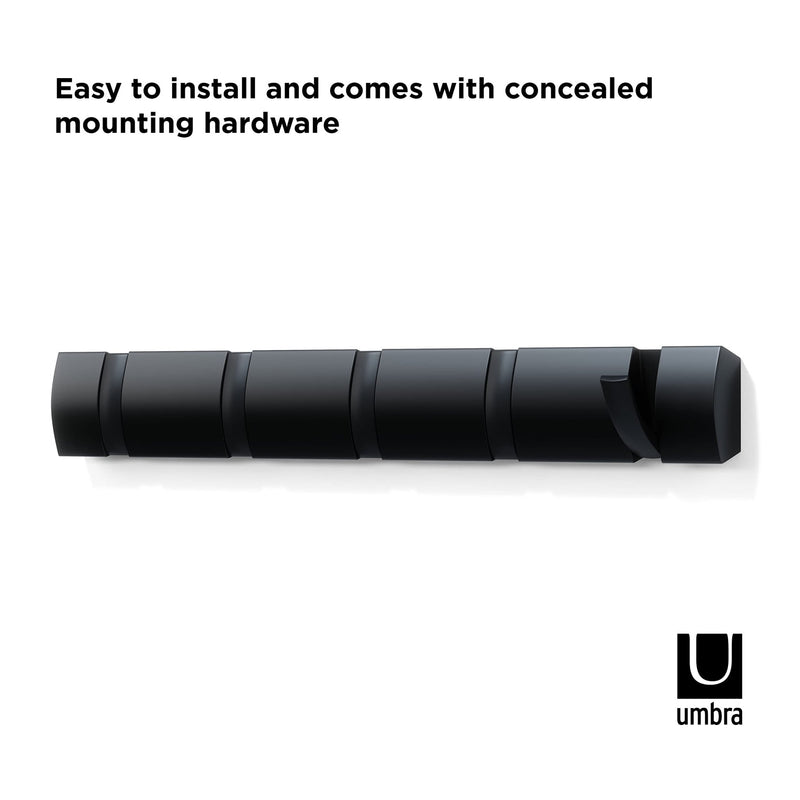 UMBRA - Flip 5 Wall Hook | Modern Rotating Wall - Mounted Organizer for Home Home & Kitchen Black - Black
