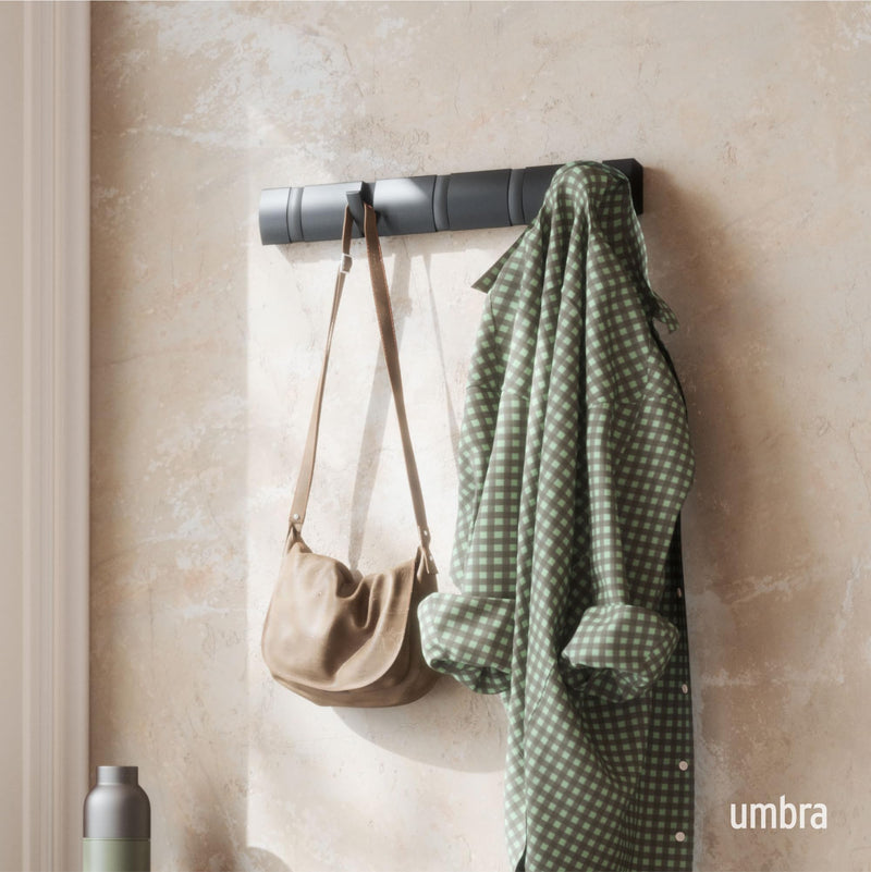 UMBRA - Flip 5 Wall Hook | Modern Rotating Wall - Mounted Organizer for Home Home & Kitchen Black - Black