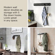 UMBRA - Flip 5 Wall Hook | Modern Rotating Wall - Mounted Organizer for Home Home & Kitchen Black - Black