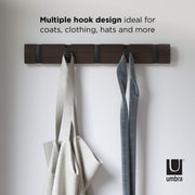 UMBRA - Flip 5 Wall Hook | Modern Rotating Wall - Mounted Organizer for Home Home & Kitchen Black - Walnut