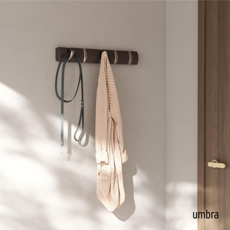 UMBRA - Flip 5 Wall Hook | Modern Rotating Wall - Mounted Organizer for Home Home & Kitchen Driftwood - Nickel