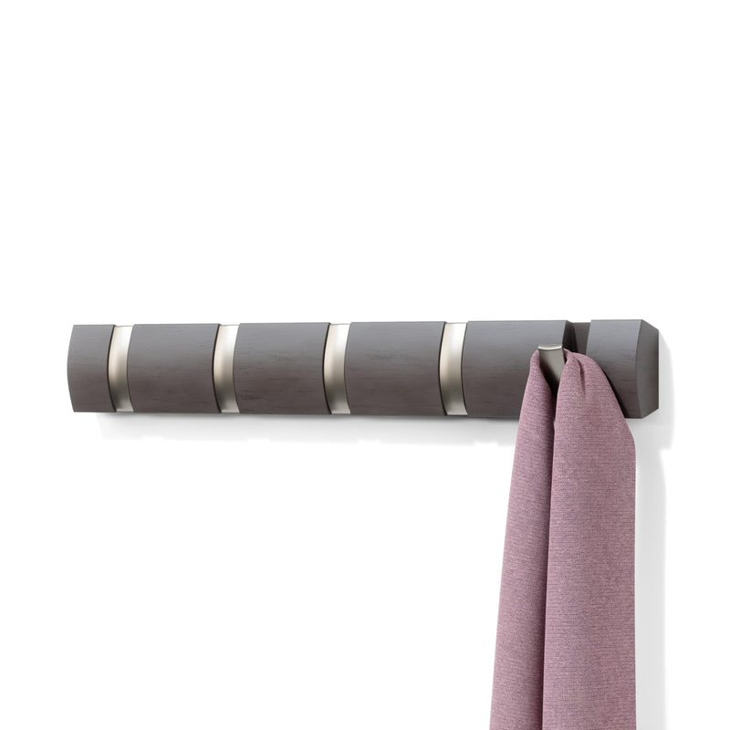 UMBRA - Flip 5 Wall Hook | Modern Rotating Wall - Mounted Organizer for Home Home & Kitchen Driftwood - Nickel