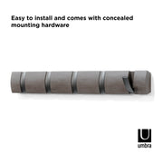 UMBRA - Flip 5 Wall Hook | Modern Rotating Wall - Mounted Organizer for Home Home & Kitchen Grey - Pewter