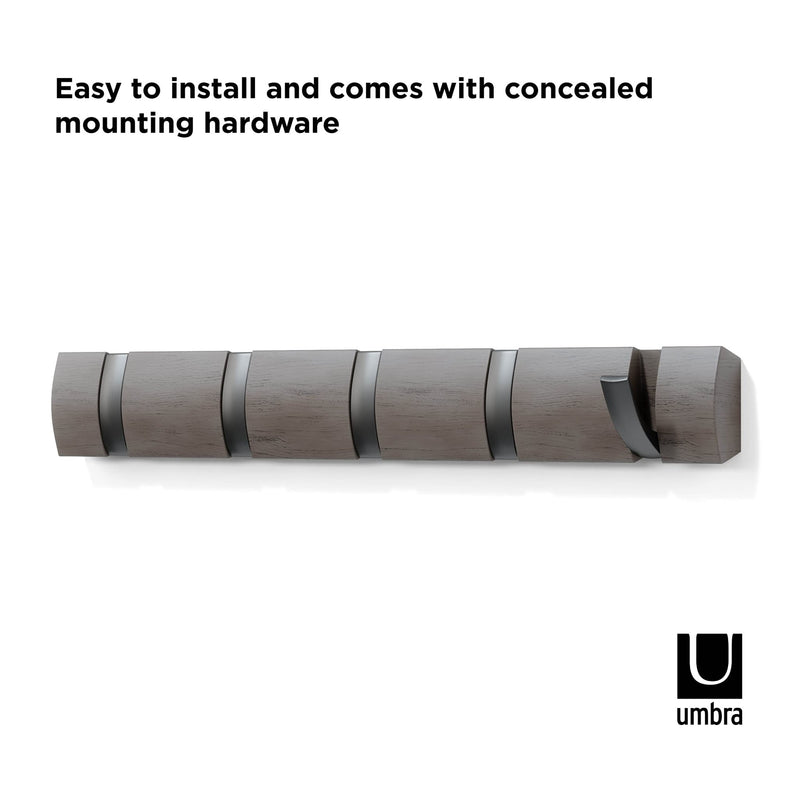 UMBRA - Flip 5 Wall Hook | Modern Rotating Wall - Mounted Organizer for Home Home & Kitchen Grey - Pewter