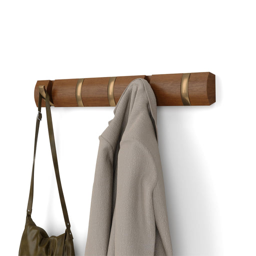 UMBRA - Flip 5 Wall Hook | Modern Rotating Wall - Mounted Organizer for Home Home & Kitchen Warm - Gold