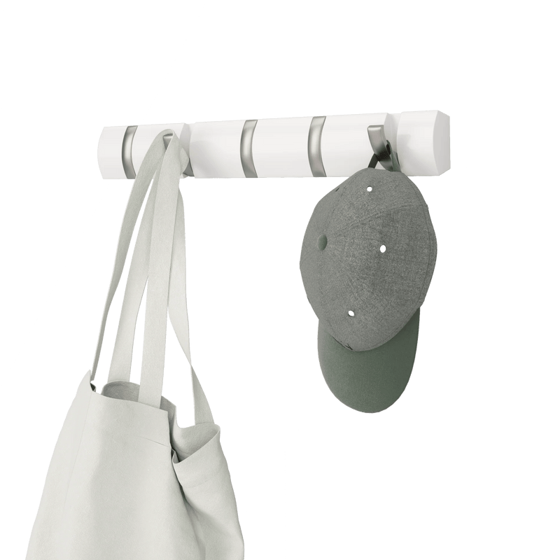 UMBRA - Flip 5 Wall Hook | Modern Rotating Wall - Mounted Organizer for Home Home & Kitchen White - Nickel