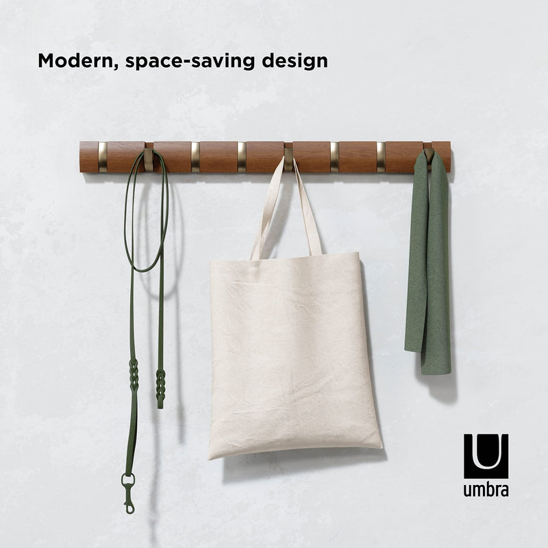 UMBRA - Flip 8 Wall Hook | Wall - Mounted Multi - Purpose Hook Rack for Home Use Home & Kitchen Warm - Gold
