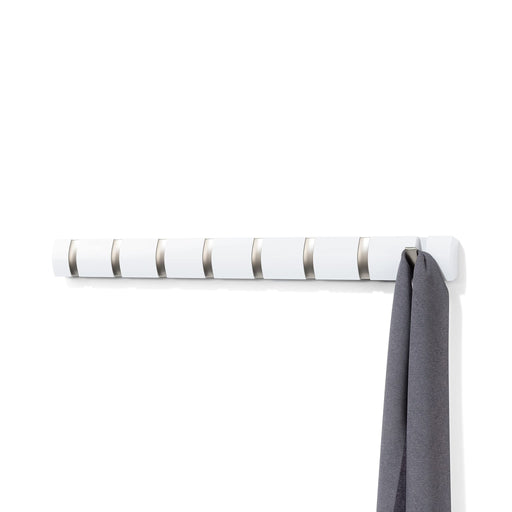 UMBRA - Flip 8 Wall Hook | Wall - Mounted Multi - Purpose Hook Rack for Home Use Home & Kitchen White - Nickel