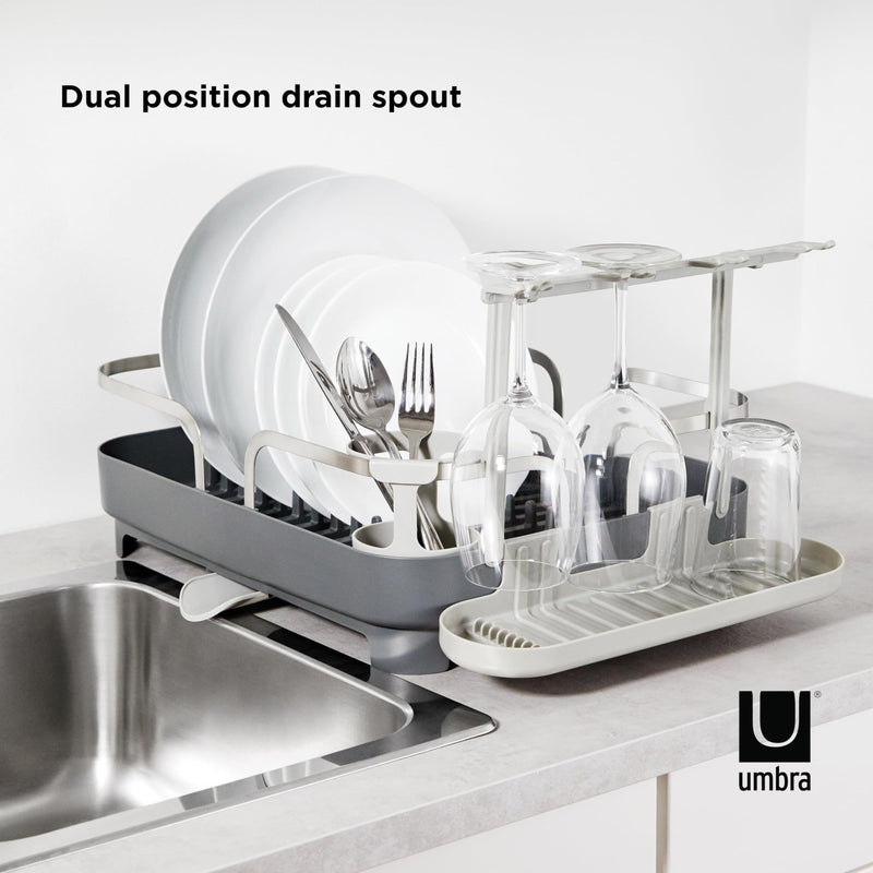 UMBRA - Holster Dish Rack | Over - Sink Drying Organizer with Cutlery Holder and Drip Tray Home & Kitchen Charcoal