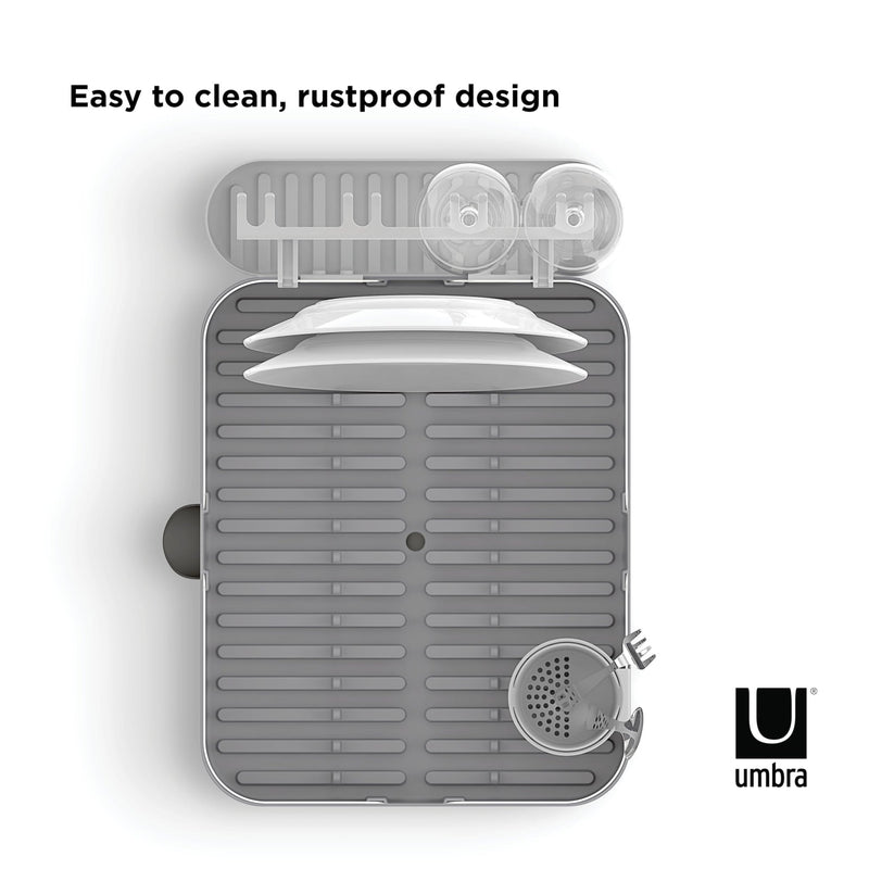 UMBRA - Holster Dish Rack | Over - Sink Drying Organizer with Cutlery Holder and Drip Tray Home & Kitchen Charcoal