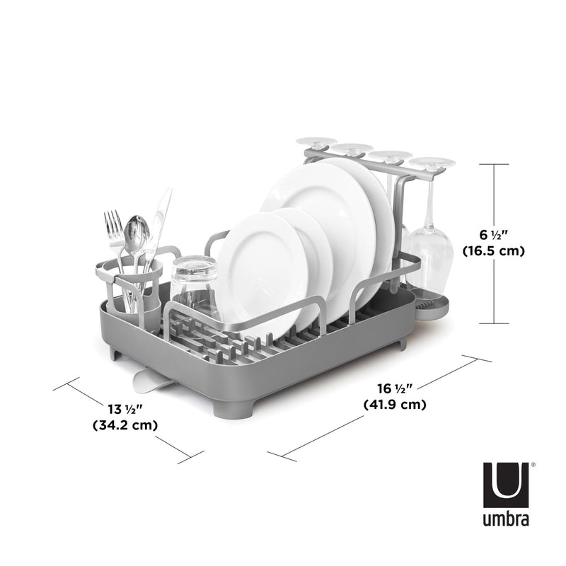 UMBRA - Holster Dish Rack | Over - Sink Drying Organizer with Cutlery Holder and Drip Tray Home & Kitchen Charcoal