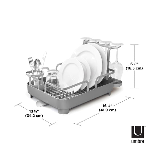 UMBRA - Holster Dish Rack | Over - Sink Drying Organizer with Cutlery Holder and Drip Tray Home & Kitchen Charcoal
