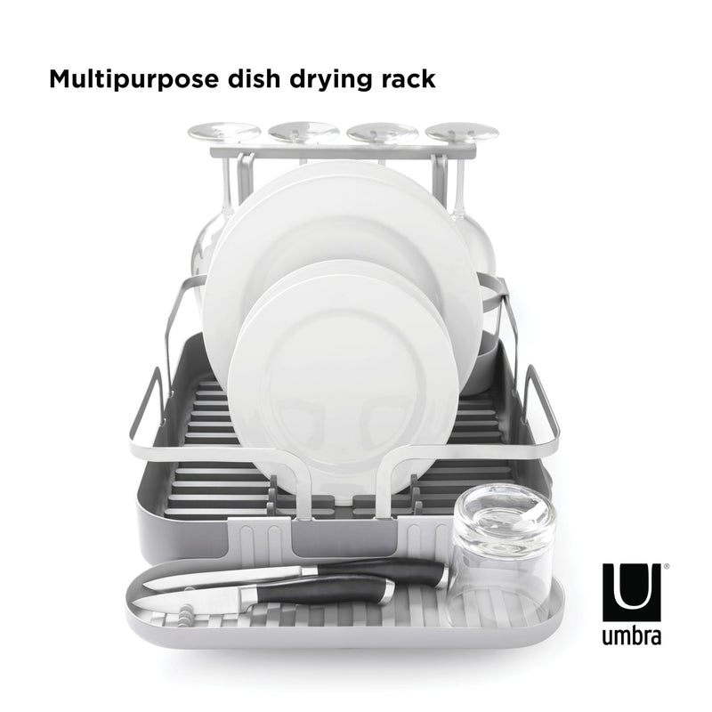 UMBRA - Holster Dish Rack | Over - Sink Drying Organizer with Cutlery Holder and Drip Tray Home & Kitchen Charcoal