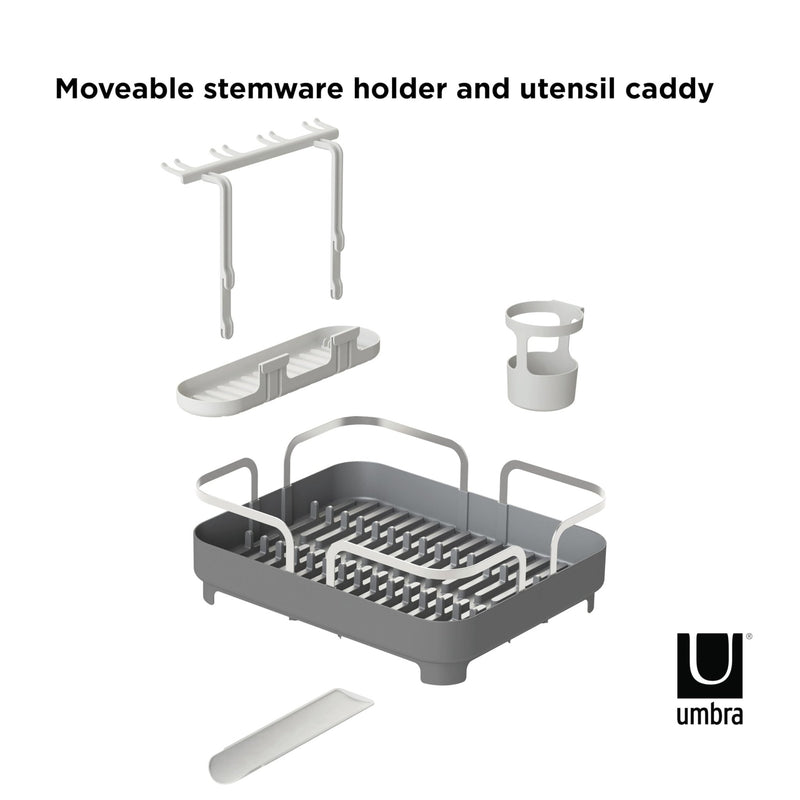 UMBRA - Holster Dish Rack | Over - Sink Drying Organizer with Cutlery Holder and Drip Tray Home & Kitchen Charcoal