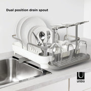 UMBRA - Holster Dish Rack | Over - Sink Drying Organizer with Cutlery Holder and Drip Tray Home & Kitchen White