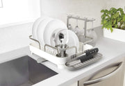 UMBRA - Holster Dish Rack | Over - Sink Drying Organizer with Cutlery Holder and Drip Tray Home & Kitchen White