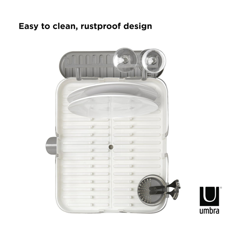 UMBRA - Holster Dish Rack | Over - Sink Drying Organizer with Cutlery Holder and Drip Tray Home & Kitchen White