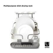 UMBRA - Holster Dish Rack | Over - Sink Drying Organizer with Cutlery Holder and Drip Tray Home & Kitchen White