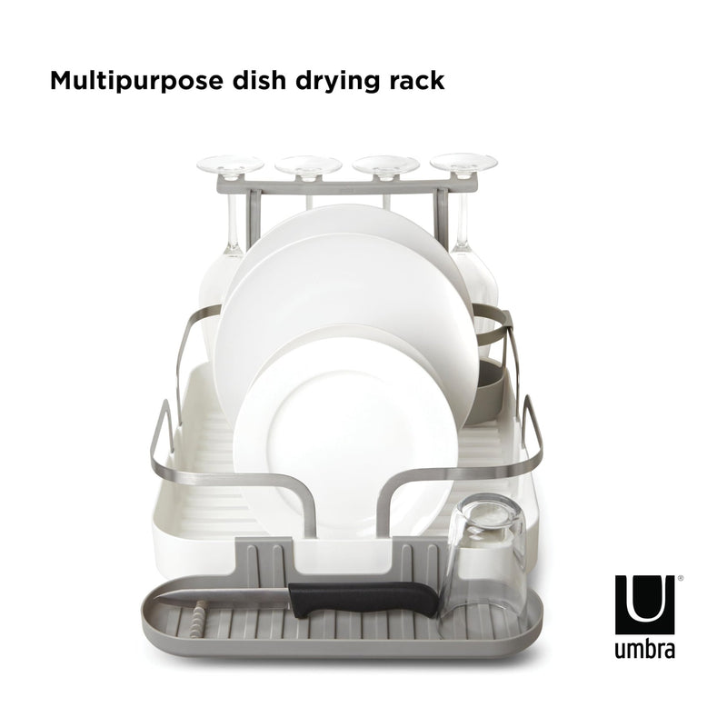 UMBRA - Holster Dish Rack | Over - Sink Drying Organizer with Cutlery Holder and Drip Tray Home & Kitchen White