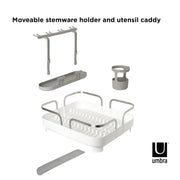 UMBRA - Holster Dish Rack | Over - Sink Drying Organizer with Cutlery Holder and Drip Tray Home & Kitchen White