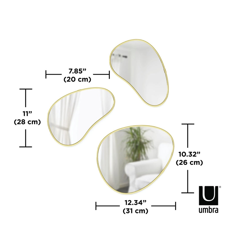 UMBRA - Hubba Pebble Wall Mirrors, Set of 3 Home & Kitchen Brass