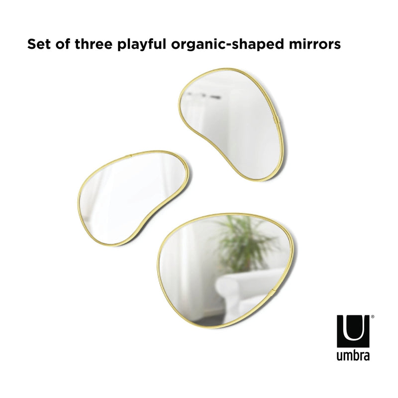 UMBRA - Hubba Pebble Wall Mirrors, Set of 3 Home & Kitchen Brass
