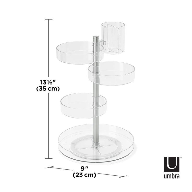 UMBRA - Pirouette Cosmetic Organizer Home & Kitchen Clear - Nickel