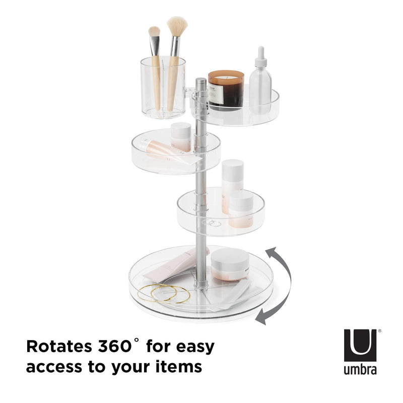 UMBRA - Pirouette Cosmetic Organizer Home & Kitchen Clear - Nickel