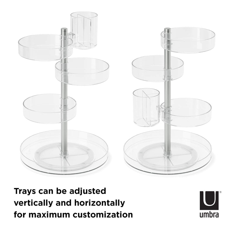 UMBRA - Pirouette Cosmetic Organizer Home & Kitchen Clear - Nickel