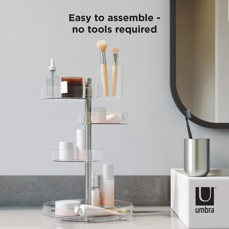 UMBRA - Pirouette Cosmetic Organizer Home & Kitchen Clear - Nickel
