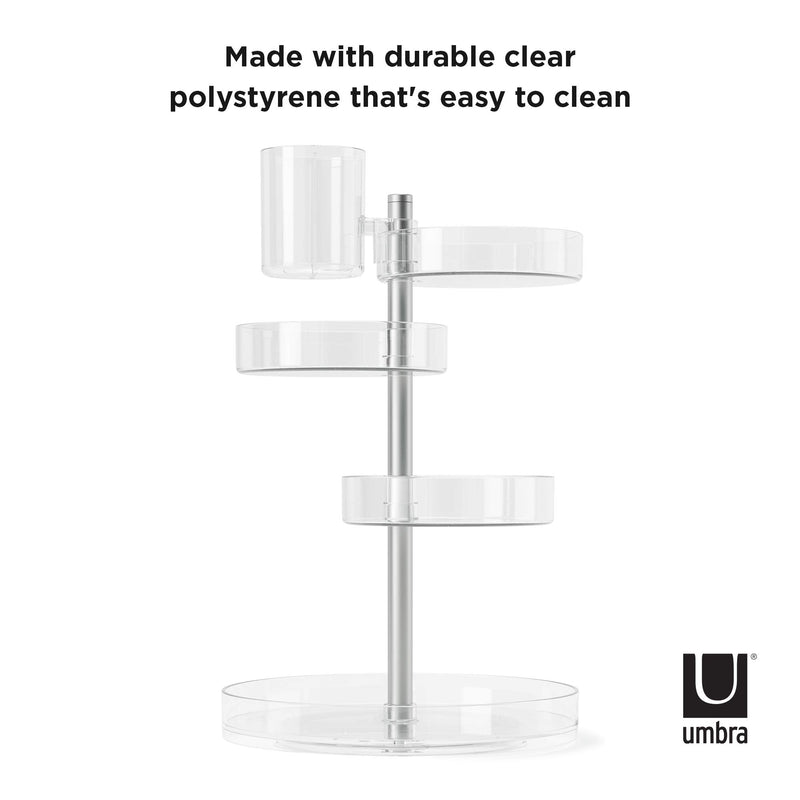 UMBRA - Pirouette Cosmetic Organizer Home & Kitchen Clear - Nickel