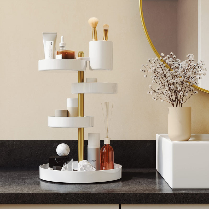 UMBRA - Pirouette Cosmetic Organizer Home & Kitchen White - Brass
