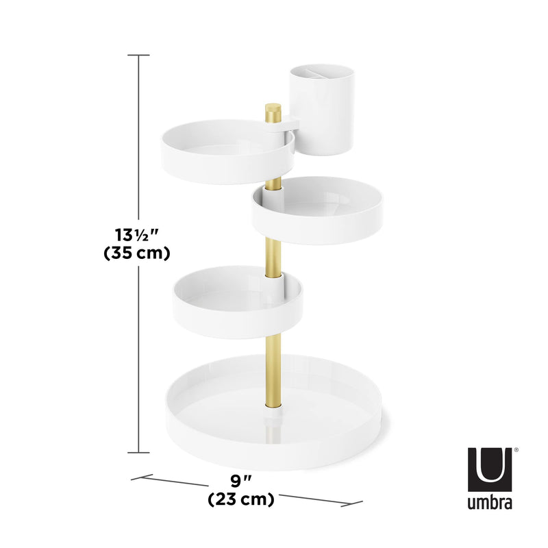 UMBRA - Pirouette Cosmetic Organizer Home & Kitchen White - Brass