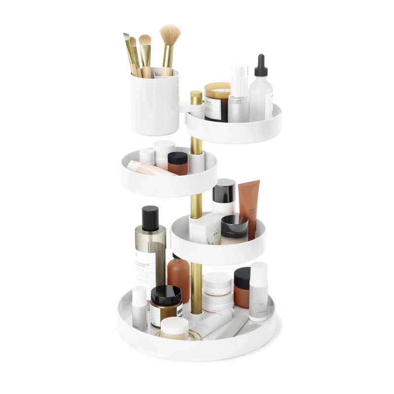 UMBRA - Pirouette Cosmetic Organizer Home & Kitchen White - Brass